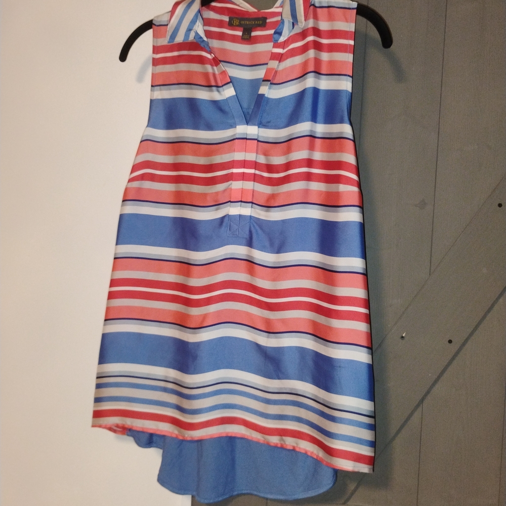 Outback Red Striped Sleeveless Blouse - Blue and Red